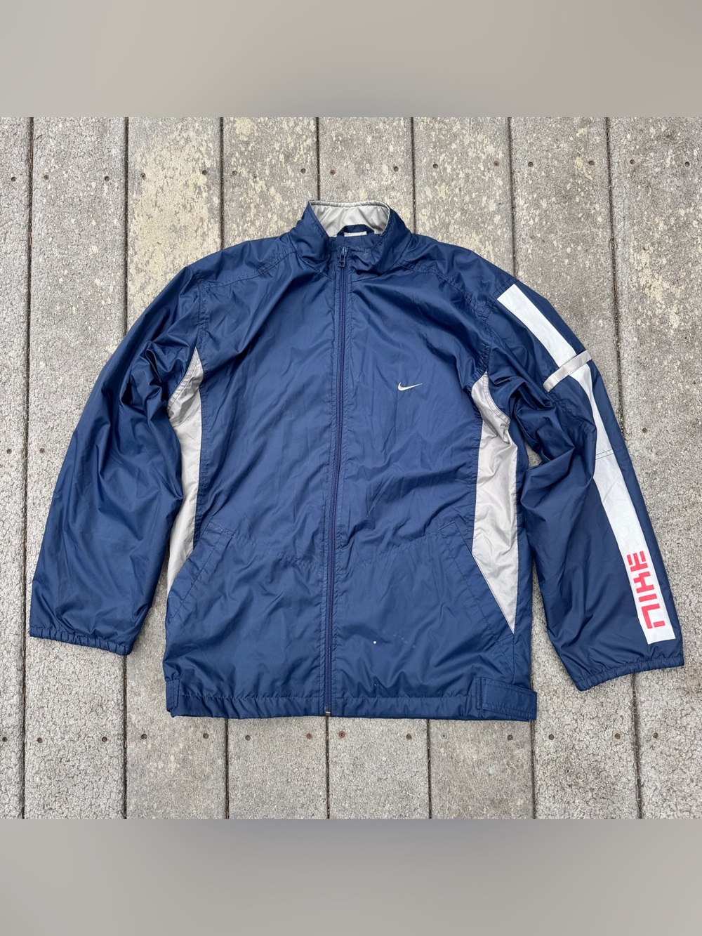 Y2K Nike Navy Windbreaker with Gray Panels